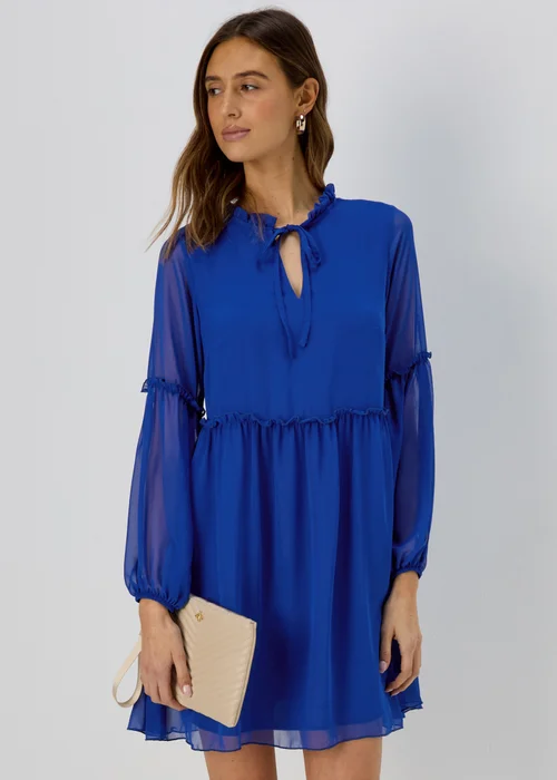 Blue Frill Tieneck Dress - 8 Image 1