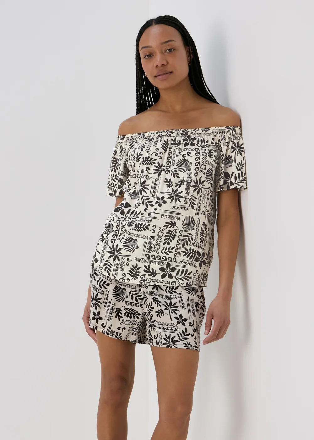 Black Mono Viscose Bardot Top - 8 Image 1