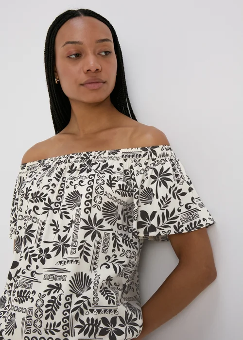 Black Mono Viscose Bardot Top - 8 Image 3