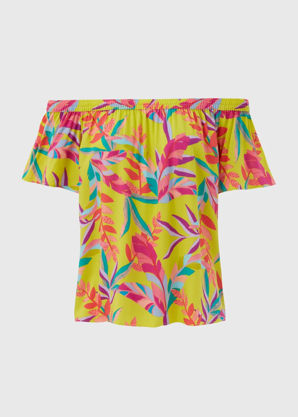 Green Tropical Viscose Bardot Top - Size 8 Image 5