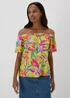Green Tropical Viscose Bardot Top - Size 8 Image 1