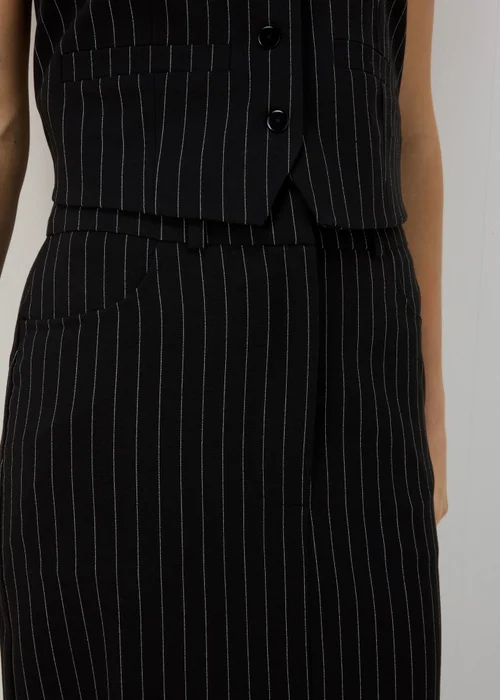 Black Pinstripe Maxi Skirt - Size 8 Image 3