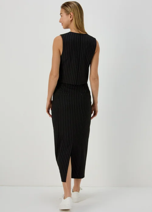 Black Pinstripe Maxi Skirt - Size 8 Image 2