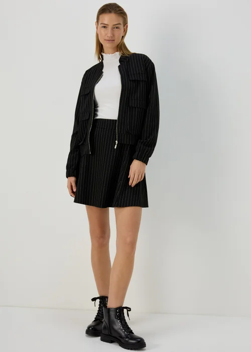 Black Pinstripe Mini Skirt - 8 Image 4