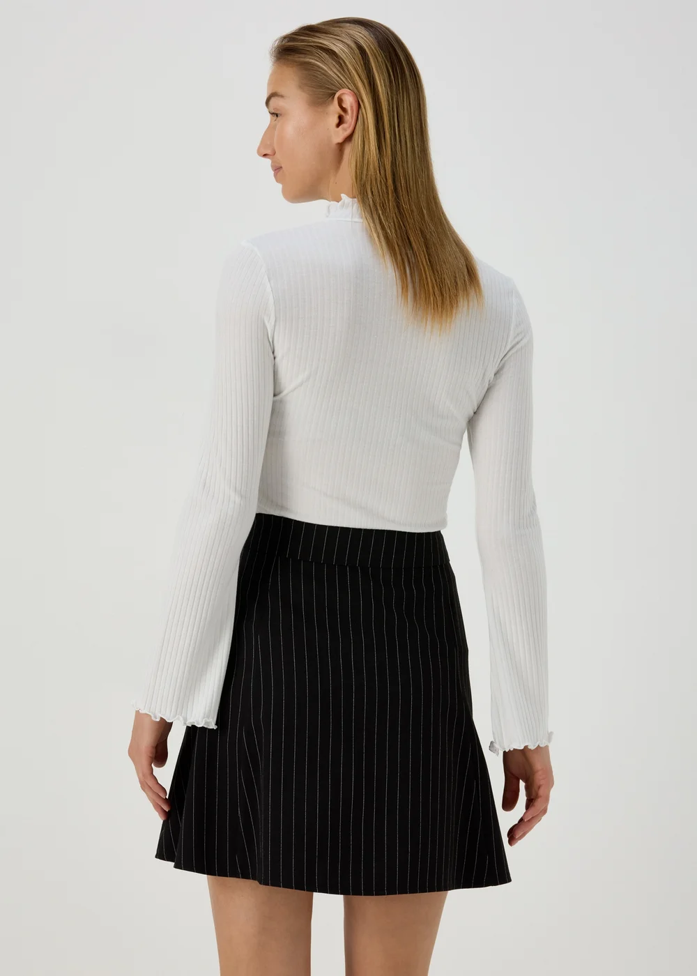 Black Pinstripe Mini Skirt - 8 Image 2