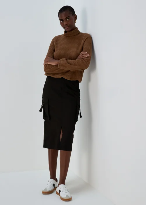 Black Cargo Midi Skirt - 8 Image 1