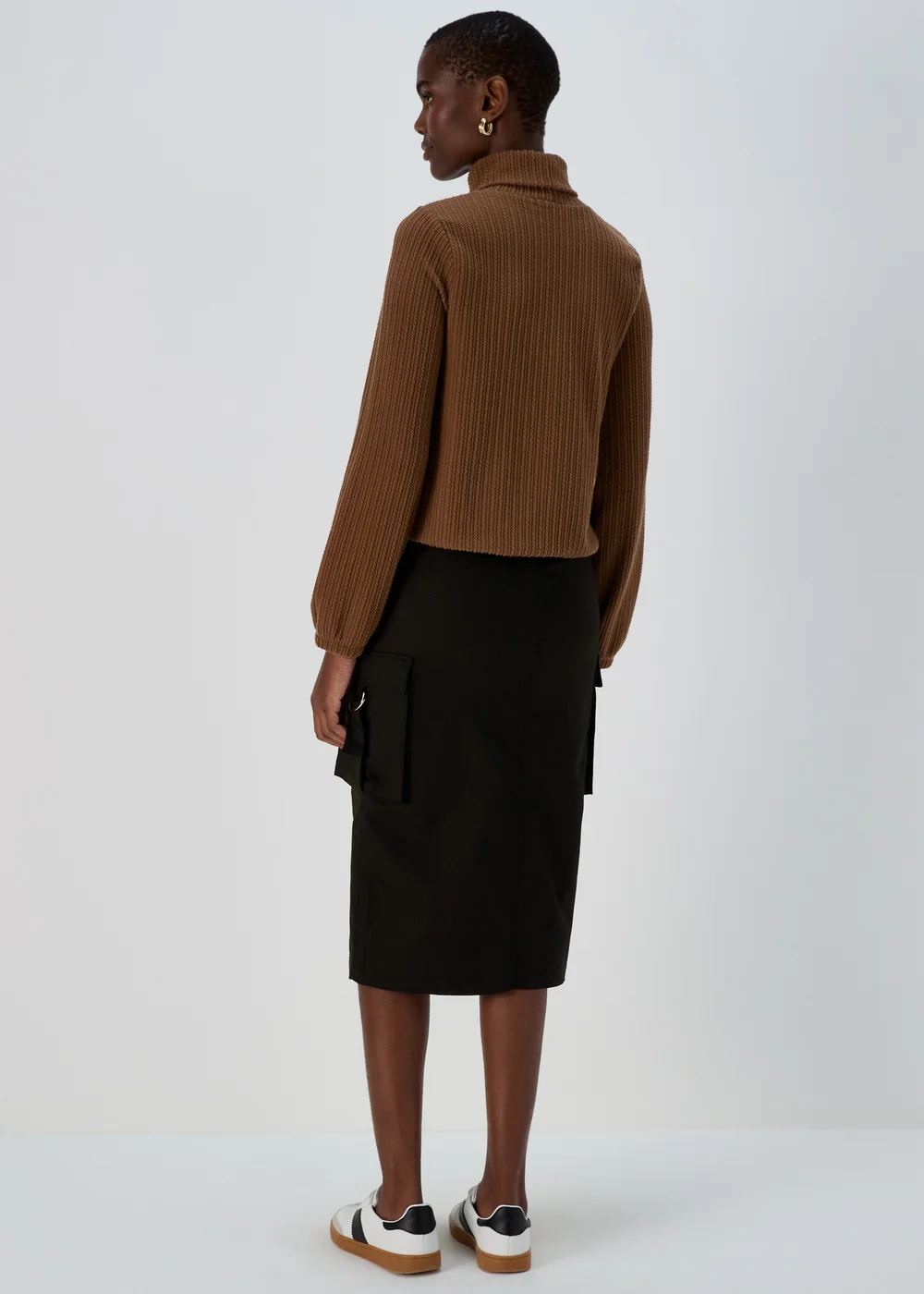 Black Cargo Midi Skirt - 8 Image 2