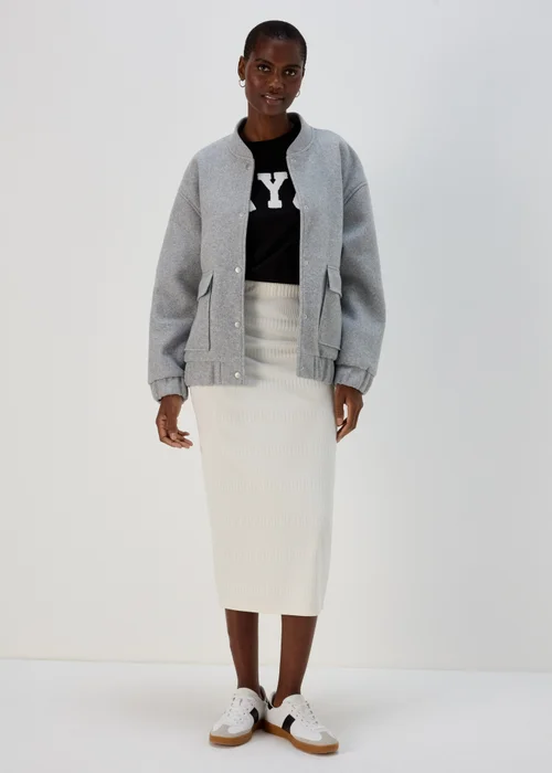 Ivory Textured Midi Skirt - Size 8 Image 4