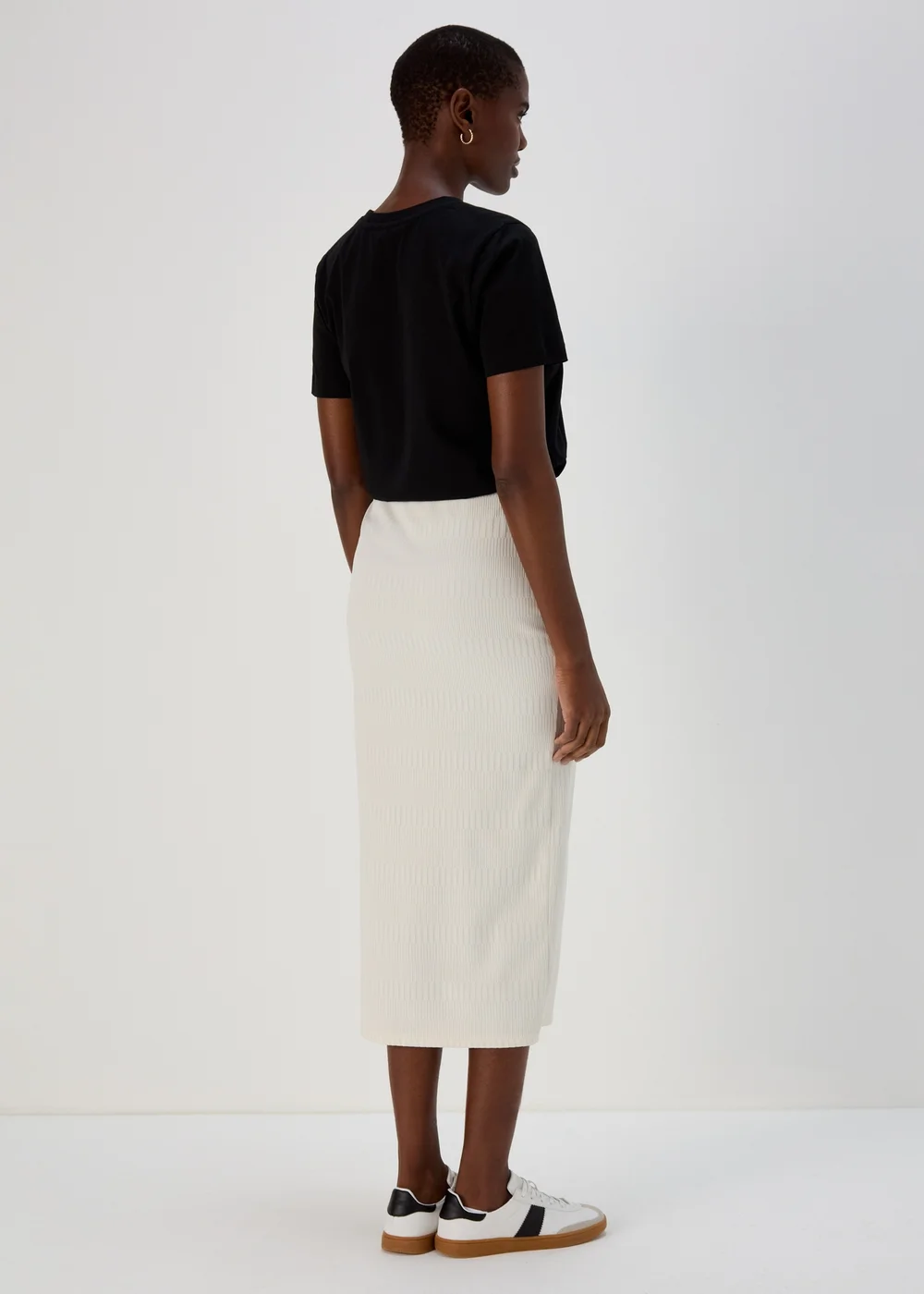 Ivory Textured Midi Skirt - Size 8 Image 2