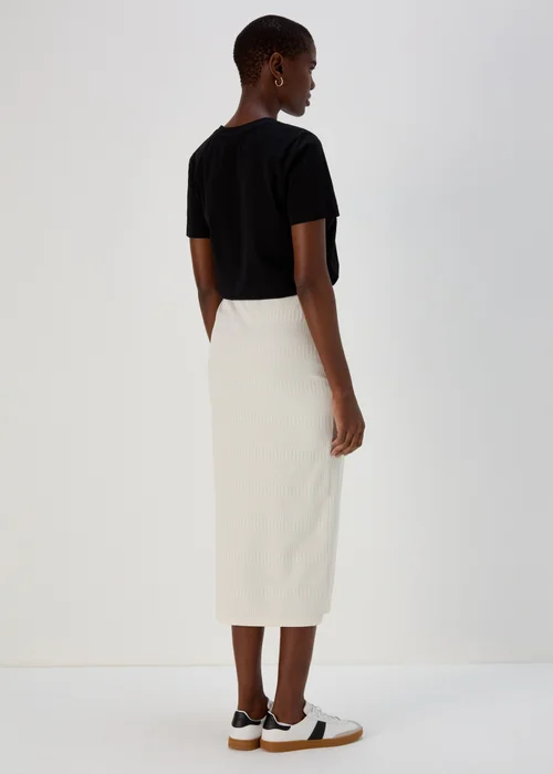 Ivory Textured Midi Skirt - Size 8 Image 2