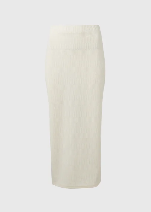 Ivory Textured Midi Skirt - Size 8 Image 5