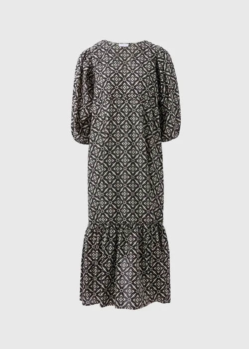 Black Monochrome Pattern Midi Dress - 8 Image 5