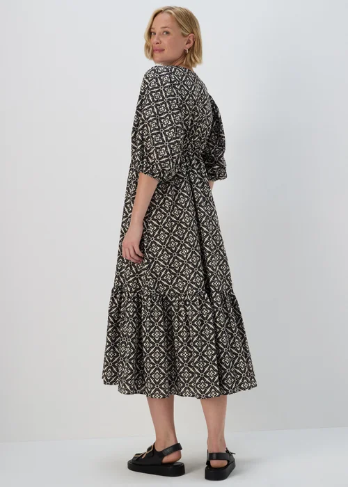 Black Monochrome Pattern Midi Dress - 8 Image 2