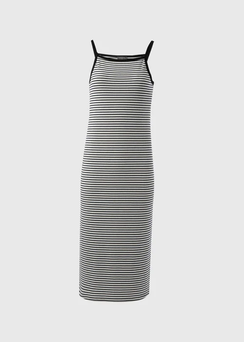 White & Black Stripe Ribbed Midi Dress - 8 Image 5