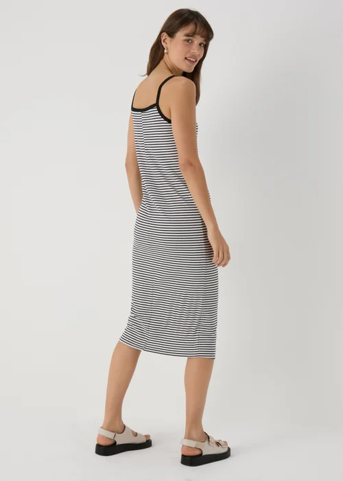 White & Black Stripe Ribbed Midi Dress - 8 Image 2