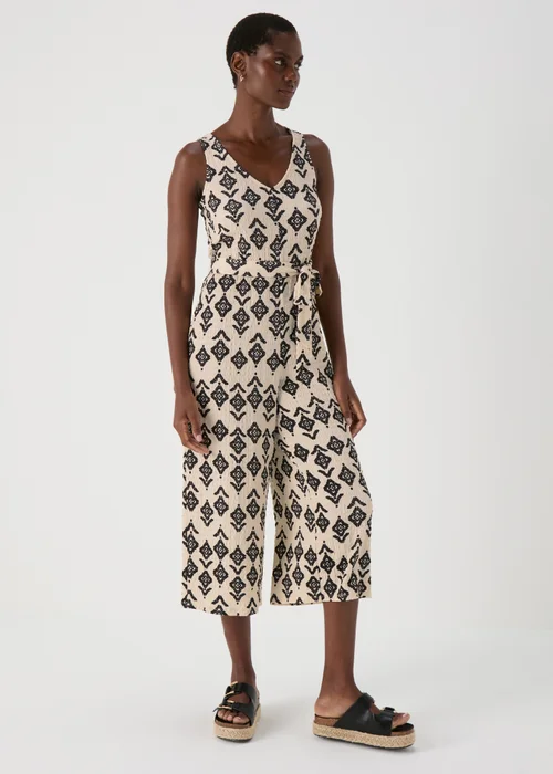 Cream V Neck Crinkle Jumpsuit - 8 Image 4