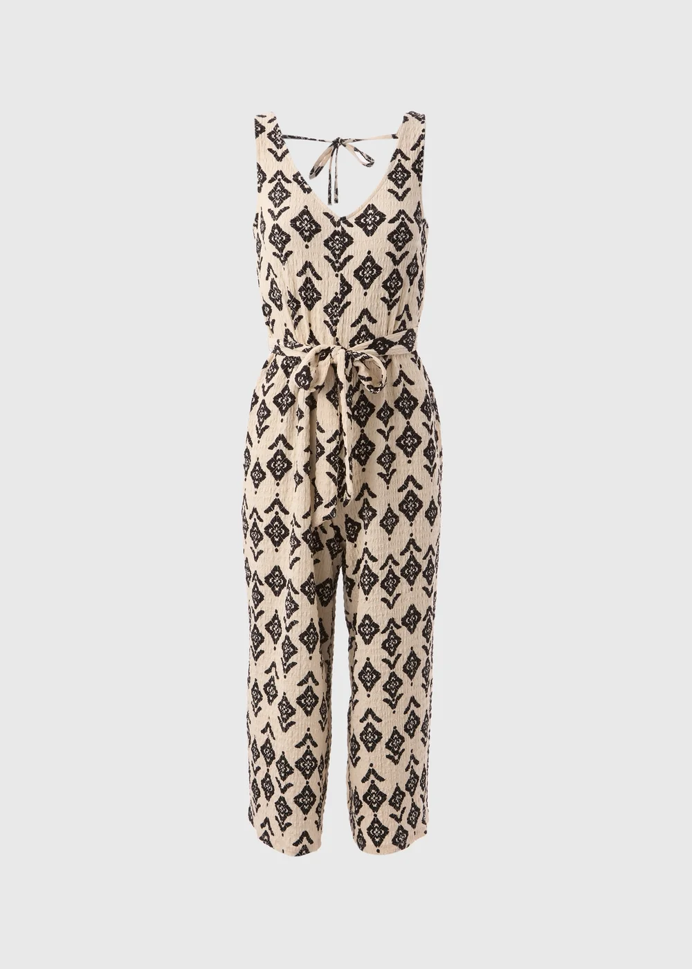 Cream V Neck Crinkle Jumpsuit - 8 Image 5