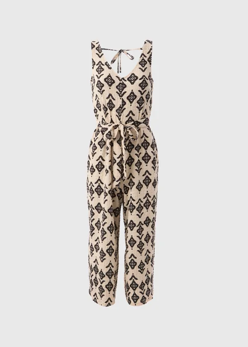 Cream V Neck Crinkle Jumpsuit - 8 Image 5