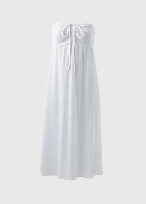 White Ruched Crinkle Midi Dress - 8 Image 5