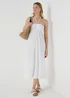 White Ruched Crinkle Midi Dress - 8 Image 4