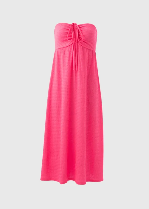 Pink Ruched Crinkle Midi Dress - 8 Image 5