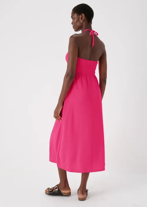 Pink Ruched Crinkle Midi Dress - 8 Image 2