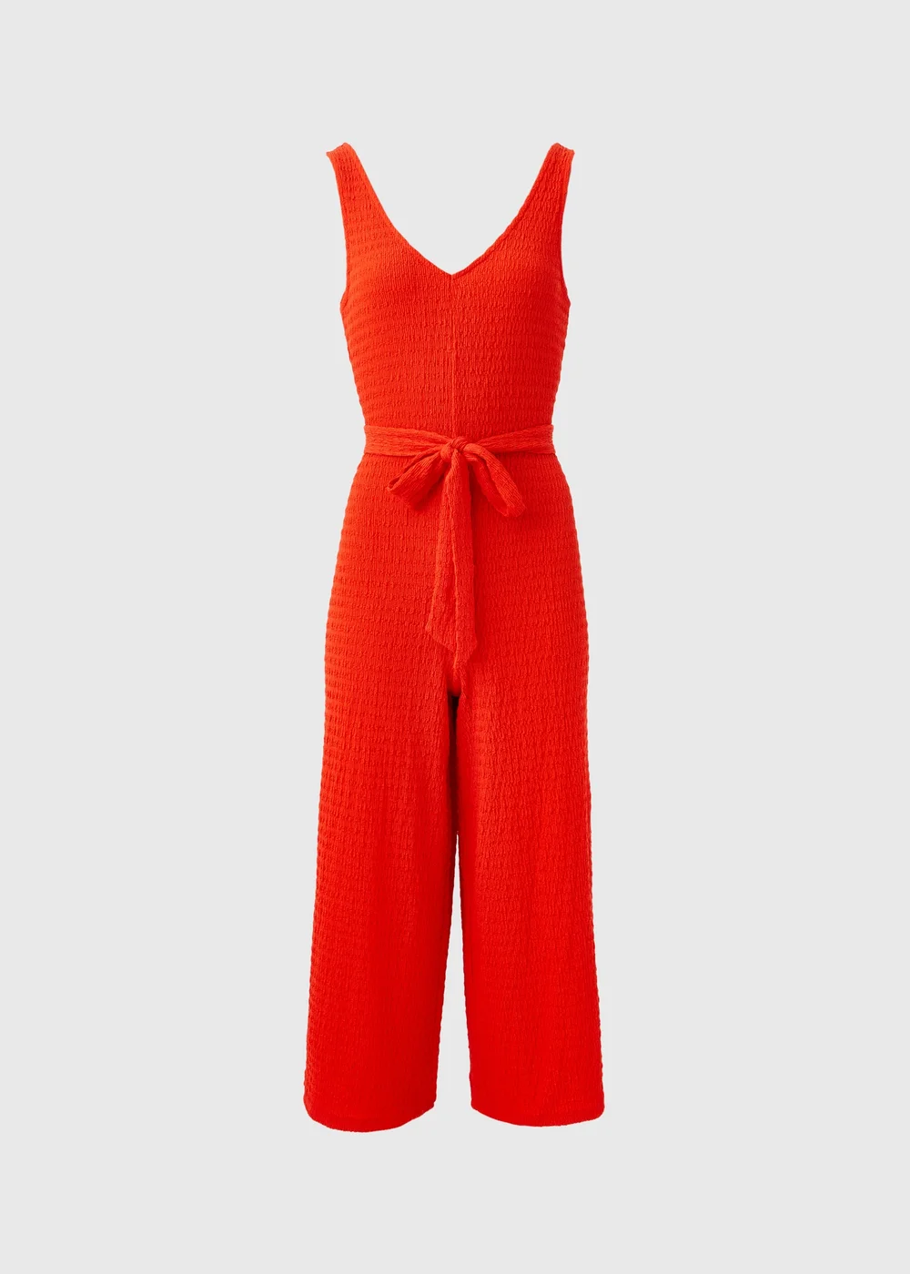 Red V Neck Crinkle Jumpsuit - 8 Image 5