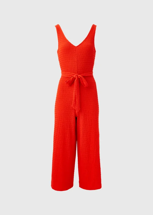 Red V Neck Crinkle Jumpsuit - 8 Image 5