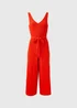 Red V Neck Crinkle Jumpsuit - 8 Image 5