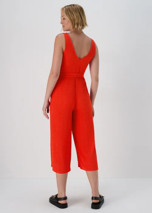 Red V Neck Crinkle Jumpsuit - 8 Image 2