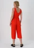 Red V Neck Crinkle Jumpsuit - 8 Image 2