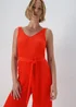 Red V Neck Crinkle Jumpsuit - 8 Image 3