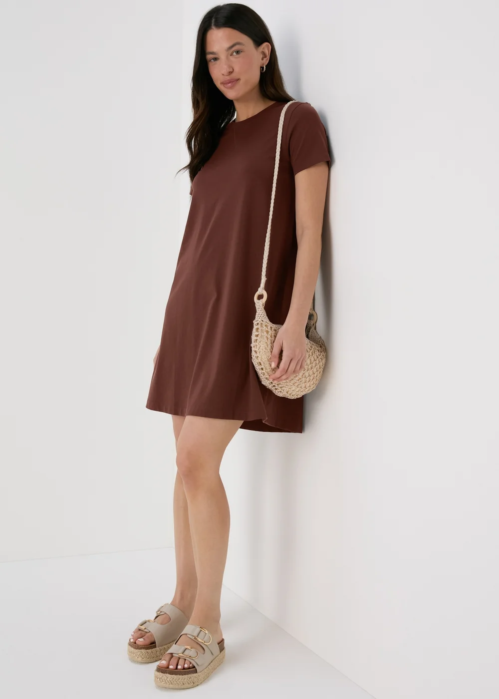 Brown Jersey Mini T-Shirt Dress - 8 Image 4