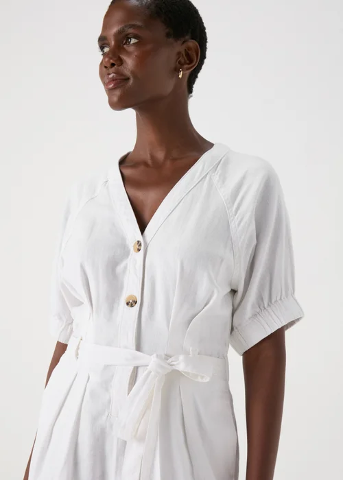 White Linen Playsuit - 8 Image 3