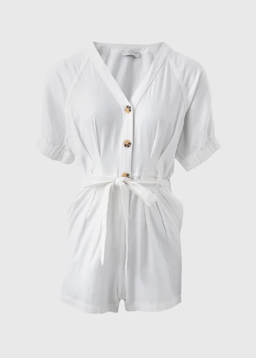 White Linen Playsuit - 8 Image 5