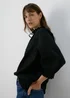 Black Embroidered Tie Front Blouse - Size 8 Image 1