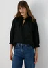 Black Embroidered Tie Front Blouse - Size 8 Image 3