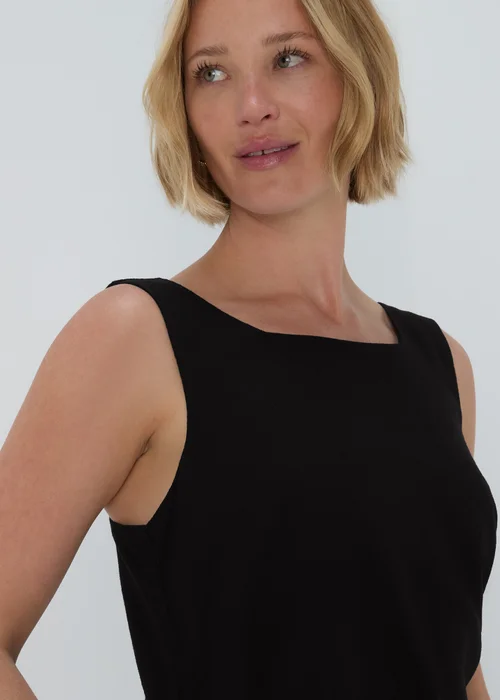 Black Linen Mini Dress - 8 Image 3
