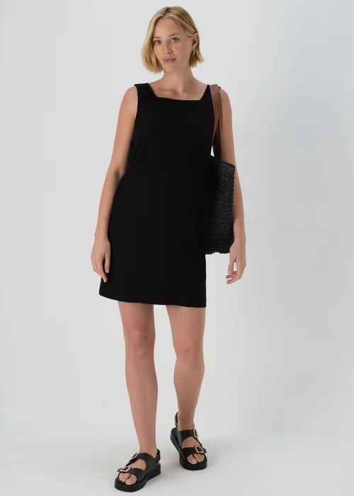 Black Linen Mini Dress - 8 Image 1