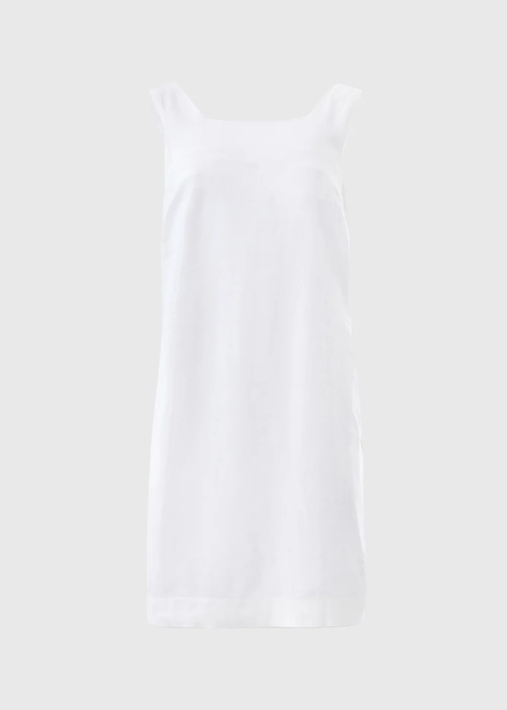 White Linen Blend Mini Shift Dress - 8 Image 4
