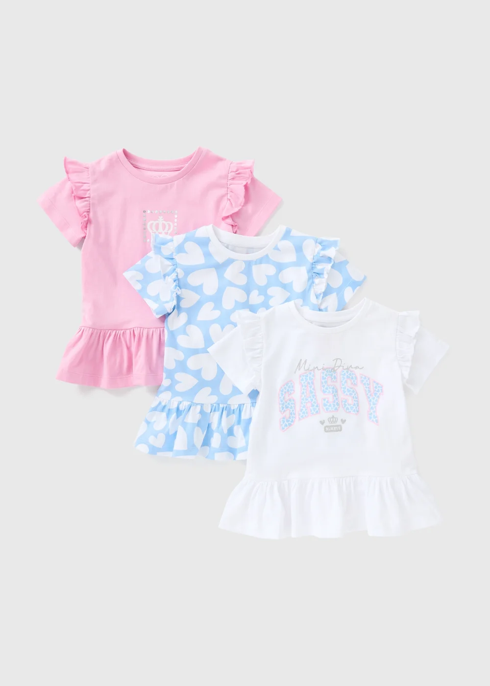 Girls 3 Pack White Sassy Tops (1-7yrs) - 1 to 1 half years Image 1