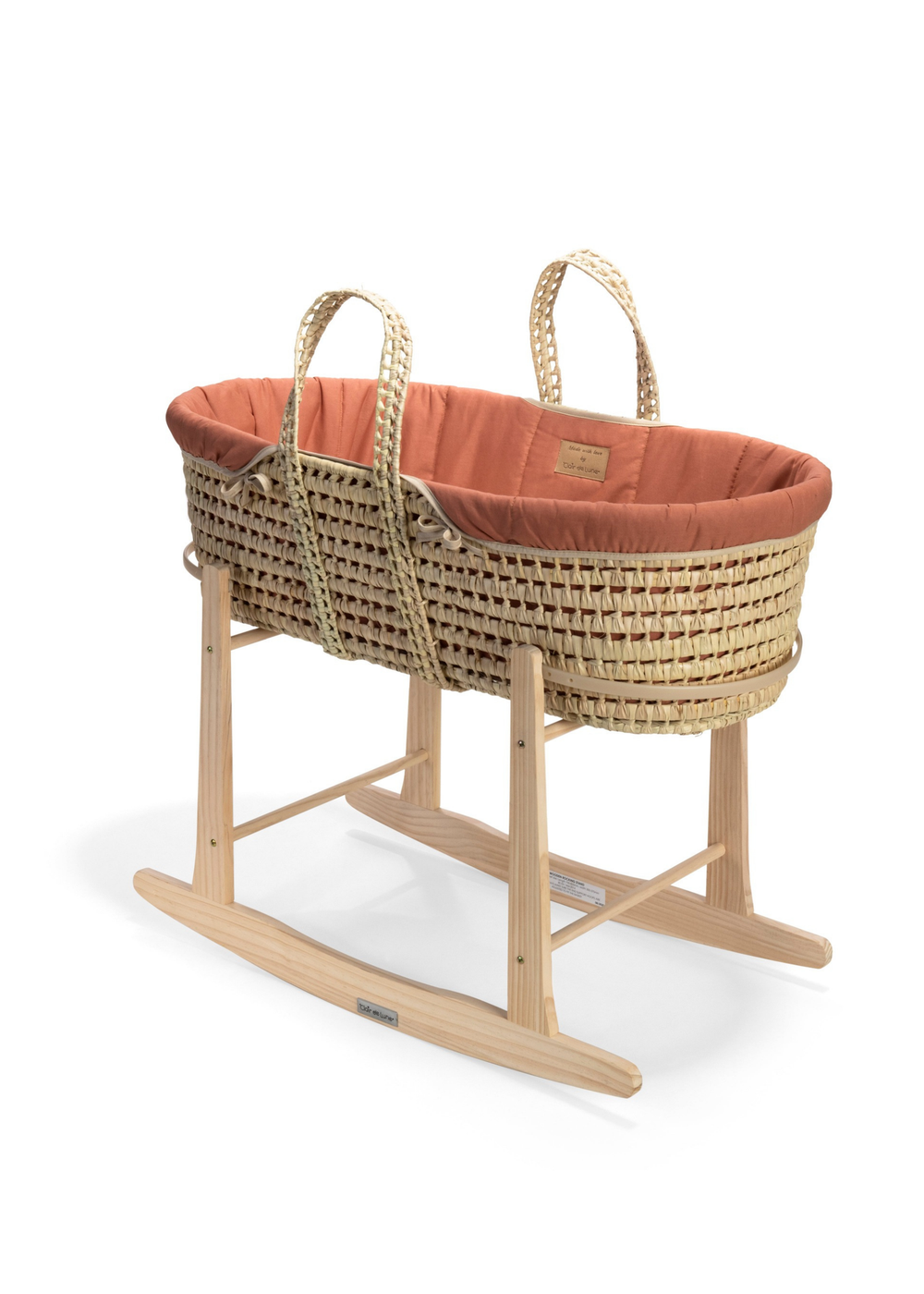 Clair de Lune Organic Palm Moses Basket with Rocking Stand - One Size Image 1