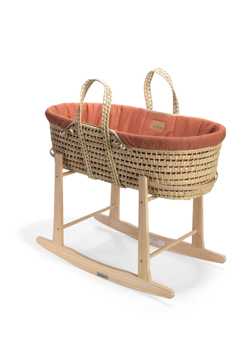 Clair de Lune Organic Palm Moses Basket with Rocking Stand - One Size Image 1