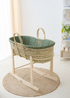 Clair de Lune Organic Palm Moses Basket with Rocking Stand - One Size Image 2