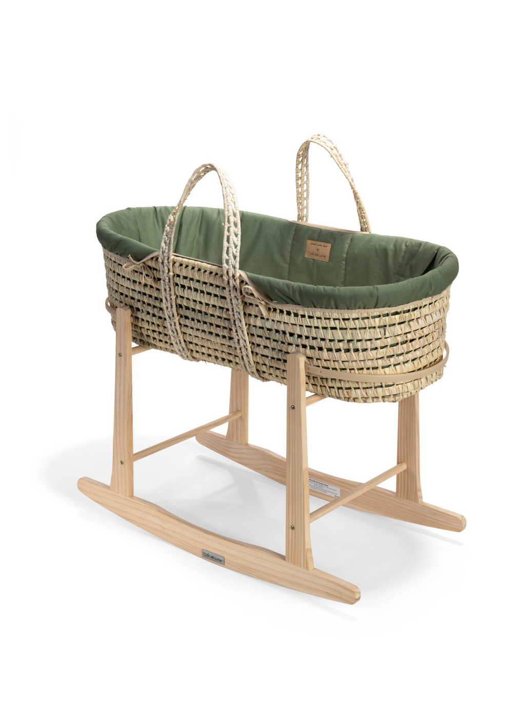 Clair de Lune Organic Palm Moses Basket with Rocking Stand - One Size Image 1