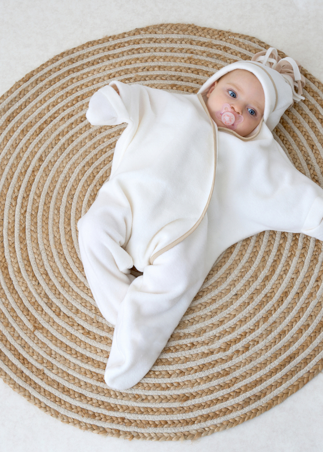 Clair de Lune Star Fleece Cream Wrap Blanket