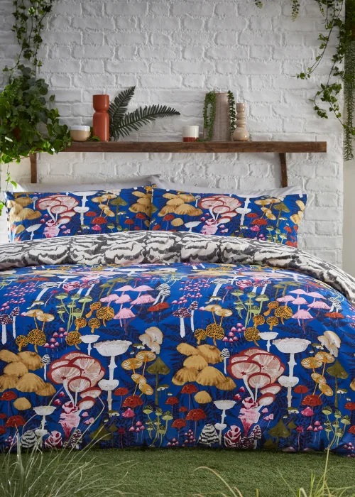 furn. Amanita Abstract Mushroom Duvet Cover Set Cobalt - Single Image 1
