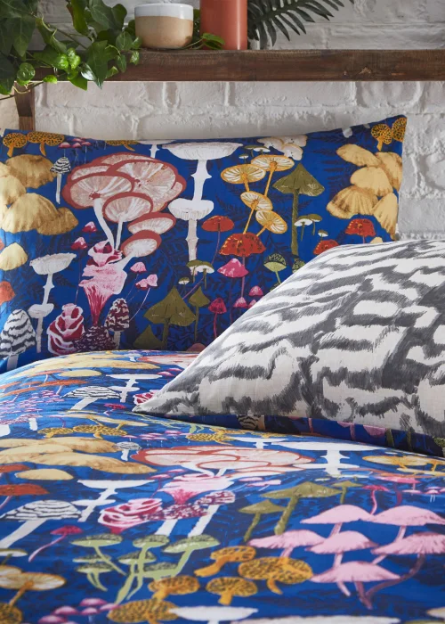 furn. Amanita Abstract Mushroom Duvet Cover Set Cobalt - Single Image 3