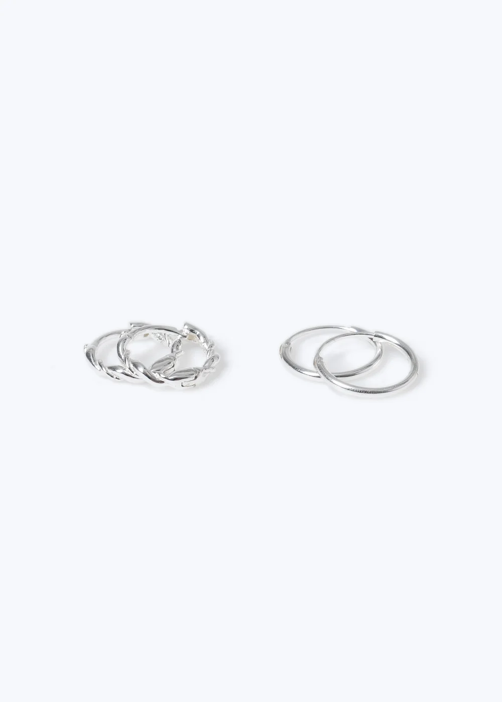 Silver 2pk Hoop Earrings - One Size Image 3