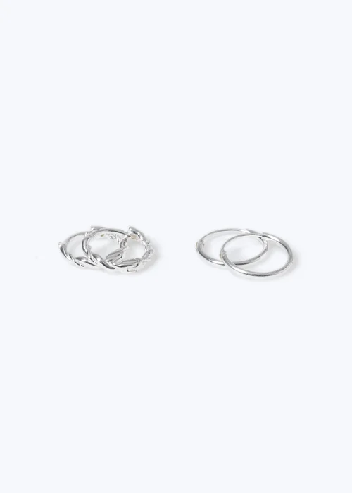 Silver 2pk Hoop Earrings - One Size Image 3